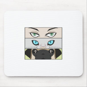 Mensch, Katze und Hund, die dich anschauen Mousepad