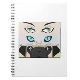 Mensch, Katze und Hund, die dich anschauen Notizblock