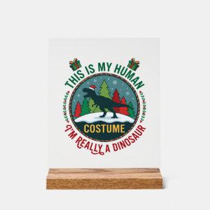 Mensch Kostüm Dinosaurier Weihnachten Santa Hut Ki Acrylschild
