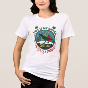 Mensch Kostüm Dinosaurier Weihnachten Santa Hut Ki Tri-Blend Shirt