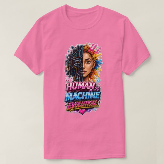 Mensch-Maschine-Evolution – KI-Kunst   T-Shirt (Design vorne)