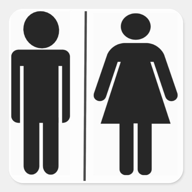Mensch und Frau WC-Zeichen Quadratischer Aufkleber (Vorderseite)