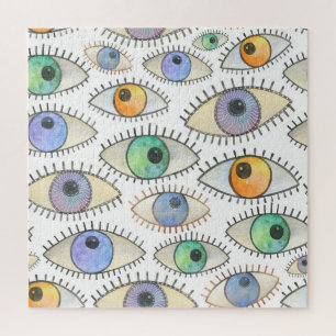 Menschen Augen: Aquarellfarbener offener Blick