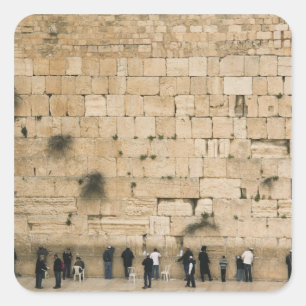 Menschen beten an der Klagemauer Quadratischer Aufkleber