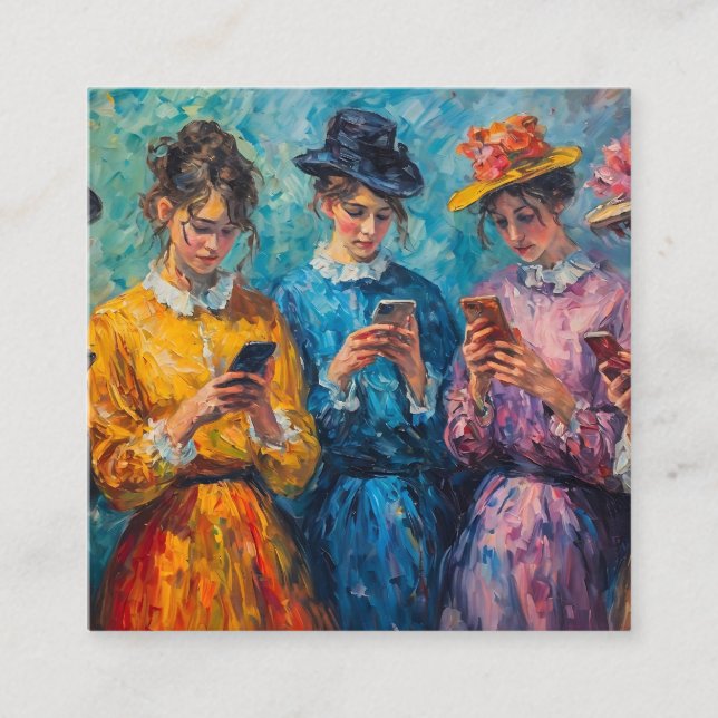 Menschen des 19. Jahrhunderts mit Smartphones Begleitkarte (Vorderseite)