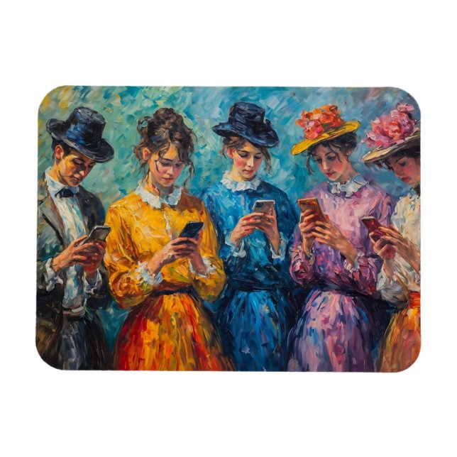 Menschen des 19. Jahrhunderts mit Smartphones Magnet (Horizontal)