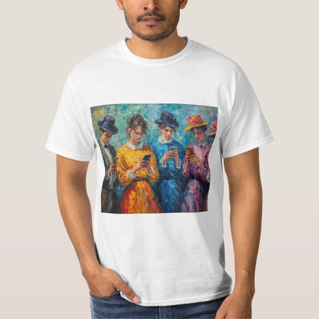 Menschen des 19. Jahrhunderts mit Smartphones T-Shirt (Vorderseite)