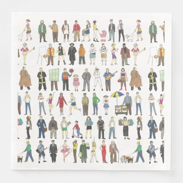 Menschen des NYC New York City Illustriert Napkins Serviette (Vorderseite)