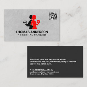 Menschen, die Gewicht heben   QR Code Business Car Visitenkarte
