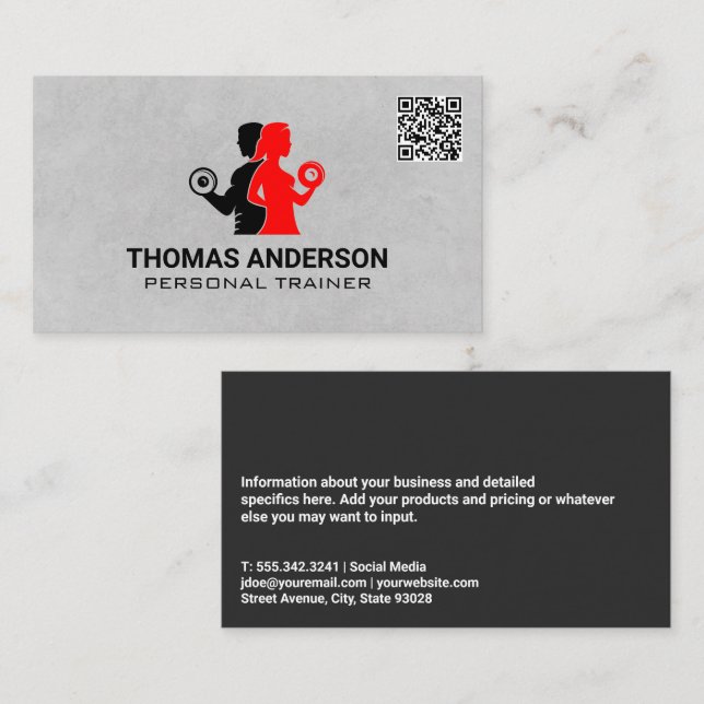 Menschen, die Gewicht heben | QR Code Business Car Visitenkarte (Vorne/Hinten)
