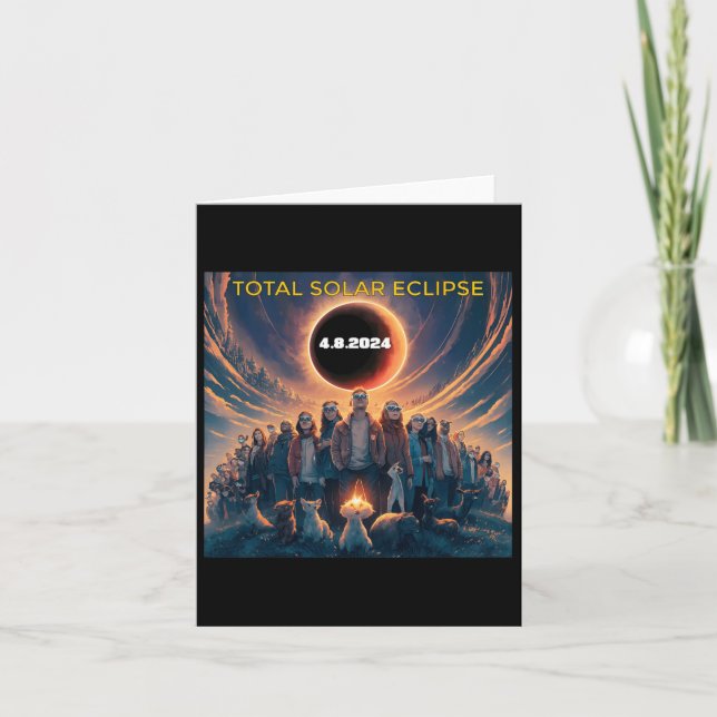 Menschen Eclipse Gles Total Solar Eclipse 2024 Karte (Vorderseite)