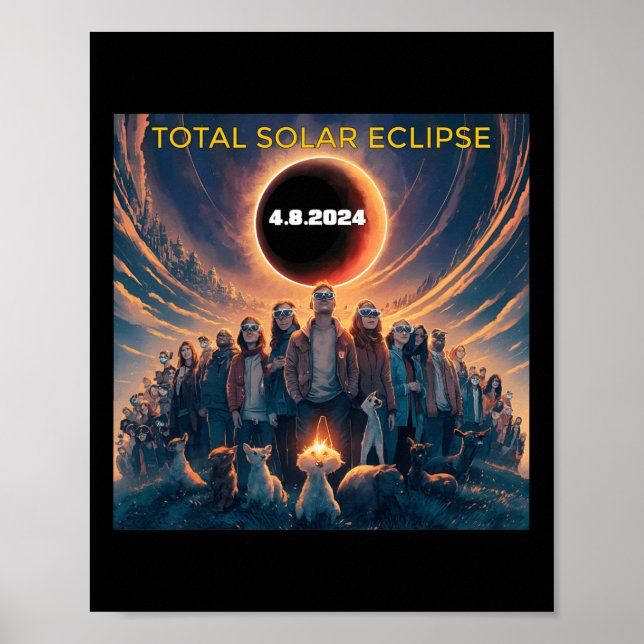 Menschen Eclipse Gles Total Solar Eclipse 2024 Poster (Vorne)