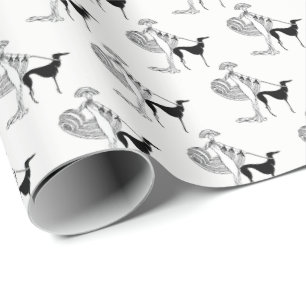 Menschen-Frau-Hunde-gefülltIn-ArtDeco-Trans-BG-ADD Geschenkpapier