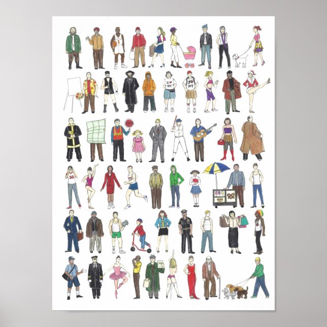 Menschen im New Yorker NYC Bürgerplakat Poster (Vorne)
