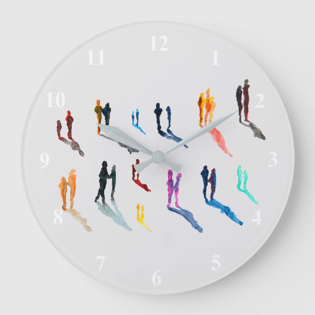 Menschen Kunst in Aquarellkunst Große Wanduhr (Vorderseite)