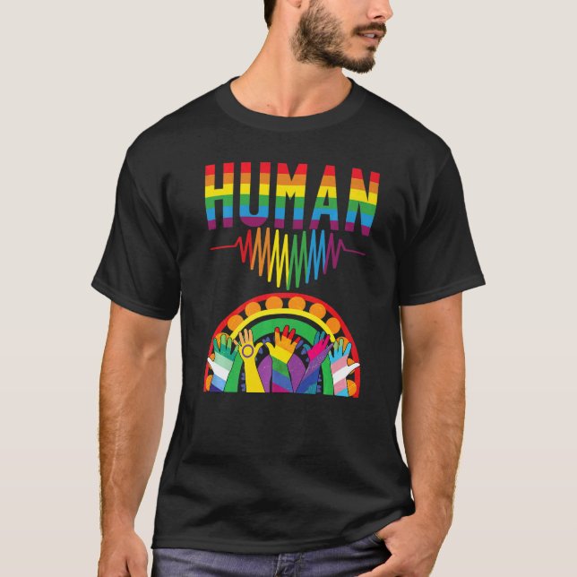 Menschen mit Herzschlag und Hände mit Flaggen im a T-Shirt (Vorderseite)