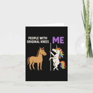 Menschen mit originellen Knien und mir Einhorn pr Karte
