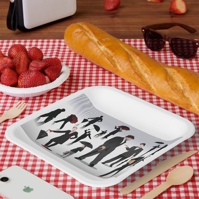 Menschen mit Regenschirmen Pappteller (Von Creator hochgeladen)