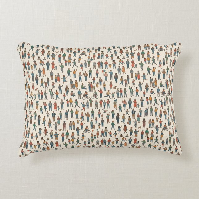 Menschen Muster Dekokissen (Vorderseite)