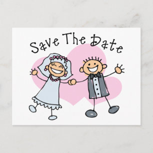 Menschen Save the Date halten Ankündigungspostkarte