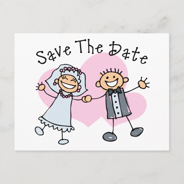 Menschen Save the Date halten Ankündigungspostkarte (Vorderseite)