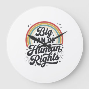 Menschenrechte Retro Regenbogen Vektor T-Shirt Des Große Wanduhr