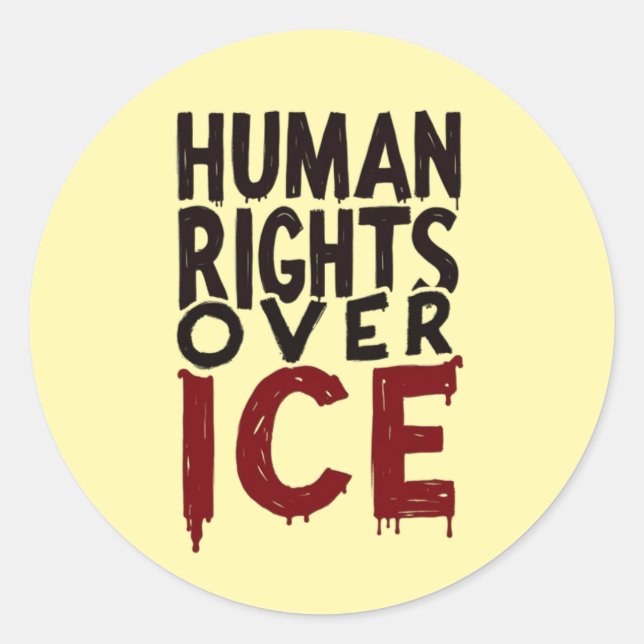 Menschenrechte über ICE Runder Aufkleber (Vorderseite)
