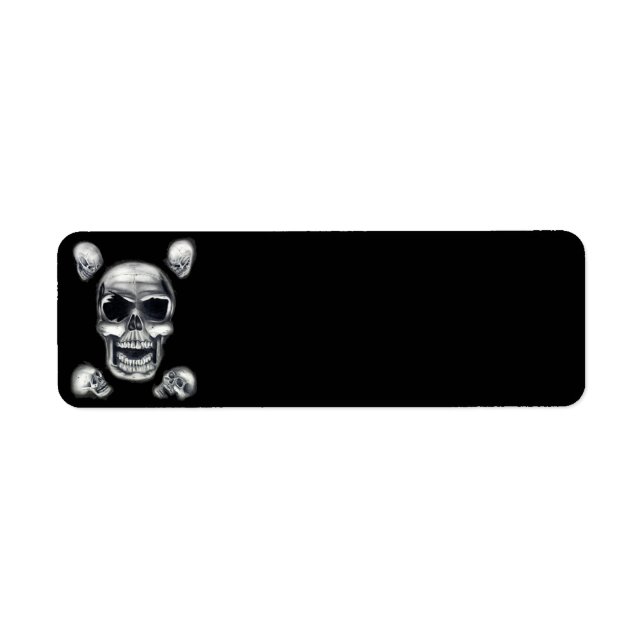 Menschenschädel Schwarze Rücksendeadressen-Aufkleb (Vorne)