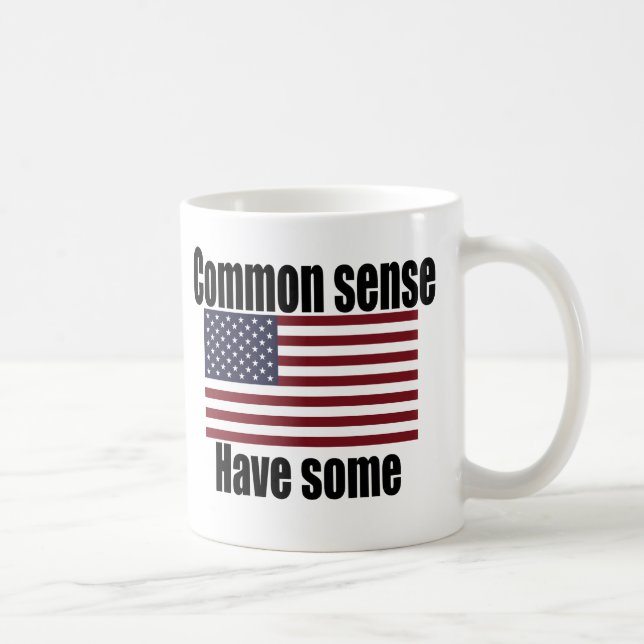 Menschenverstand-amerikanische Flagge Kaffeetasse (Rechts)