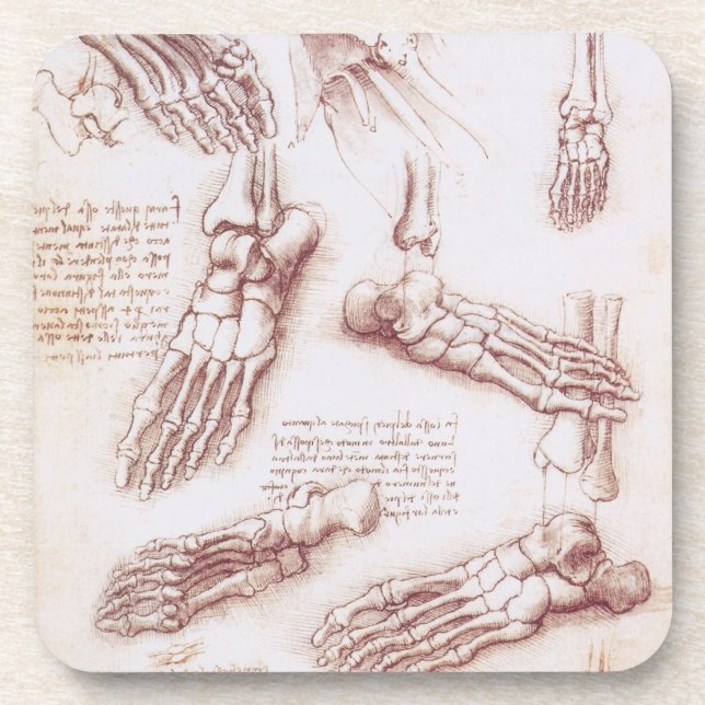 Menschliche Anatomie der Foot Bones von Leonardo d Getränkeuntersetzer (Vorderseite)
