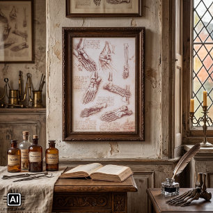 Menschliche Anatomie Fußknochen von Leonardo da Vi Poster