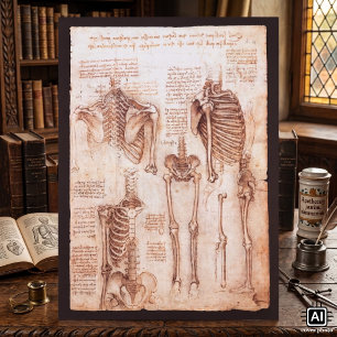 Menschliche Anatomie Skelett Knochen von Leonardo Poster