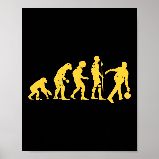 Menschliche Evolution Bowling Funny Bowler Männer  Poster (Vorne)