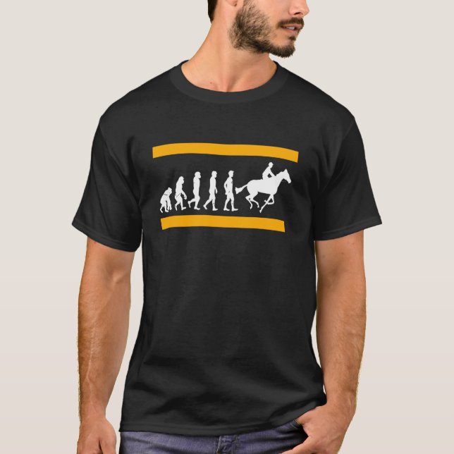 Menschliche Evolution endet im Pferderennruhm T-Shirt (Vorderseite)