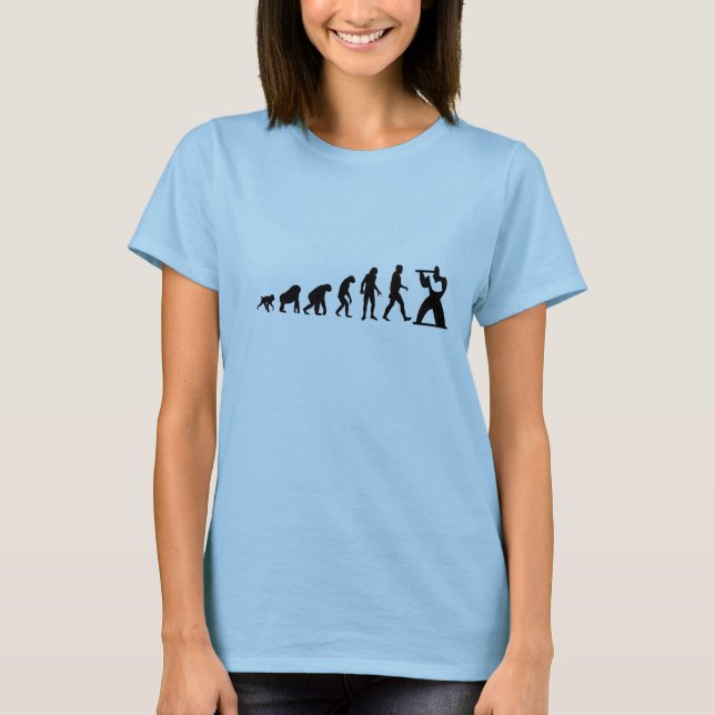 Menschliche Evolution: Flöten-moderner T - Shirt (Vorderseite)