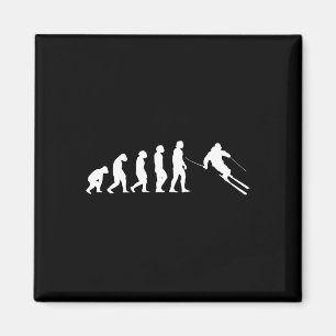Menschliche Evolution Skifahren Snowboarden Magnet