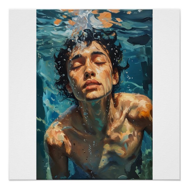 Menschliche Figur in der Malkunst des Wasseröls Poster (Vorderseite)