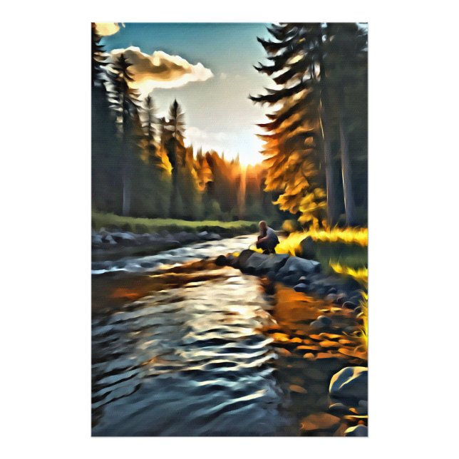 *~* Menschliche Fischerei Art Stream Nature AP49 Fotodruck (Vorne)