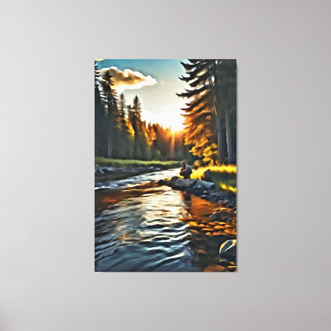 *~* Menschliche Fischerei Art Stream Nature AP49 Leinwanddruck (Vorderseite)