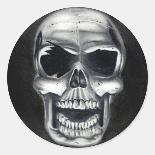 Menschliche Schädel schwarze Stickers (Vorderseite)