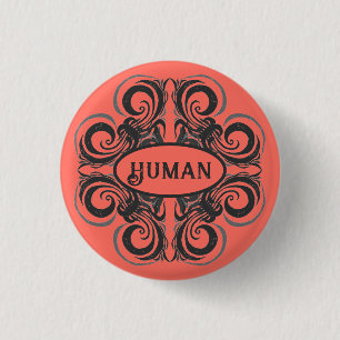 Menschliche Wirbelsäule Graphit & Korallenretro Button