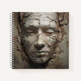 Menschliches Gesicht, das vom alten Plaster herrüh Notizbuch