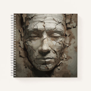 Menschliches Gesicht, das vom alten Plaster herrüh Notizbuch