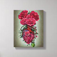 Menschliches Herz mit Rote Rose Blume surreale Kun