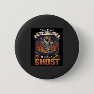 Menschliches Kostüm Geist Kürbiskopf Friedhof Spin Button