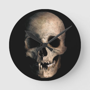 Menschliches Schädel-Kopf-Gesicht Runde Wanduhr