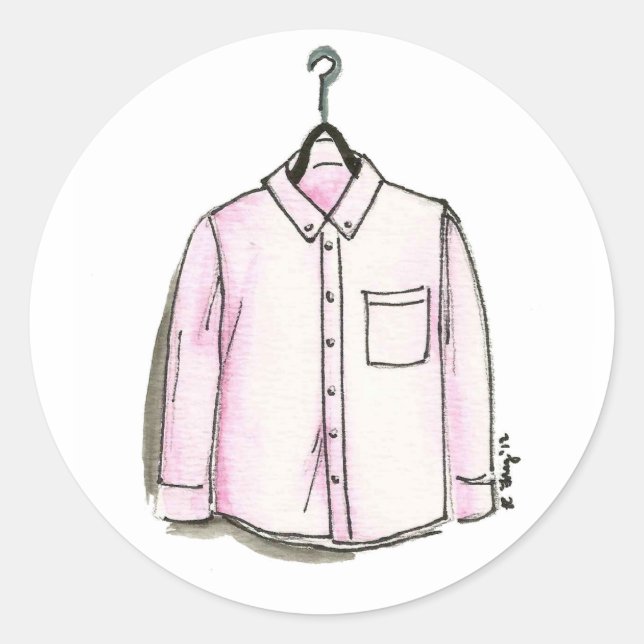 Menswear Fashion Pink Dress Shirt Kleidung Wardrob Runder Aufkleber (Vorderseite)