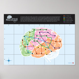 Mentaal Reisburo Hersen Karte Poster