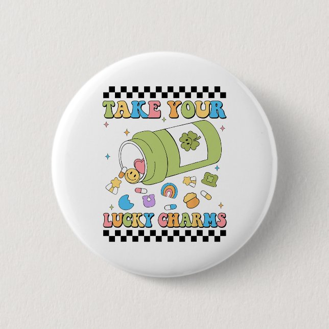 Mental Awareness Take Your Lucky Charm Pills Healt Button (Vorderseite)