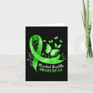 Mental Health Awareness Butterfly Green Ribbon Wom Karte